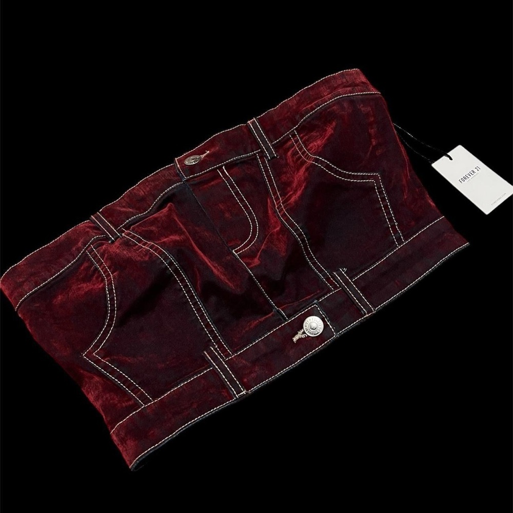 Forever 21 Red Velvet Strapless Top